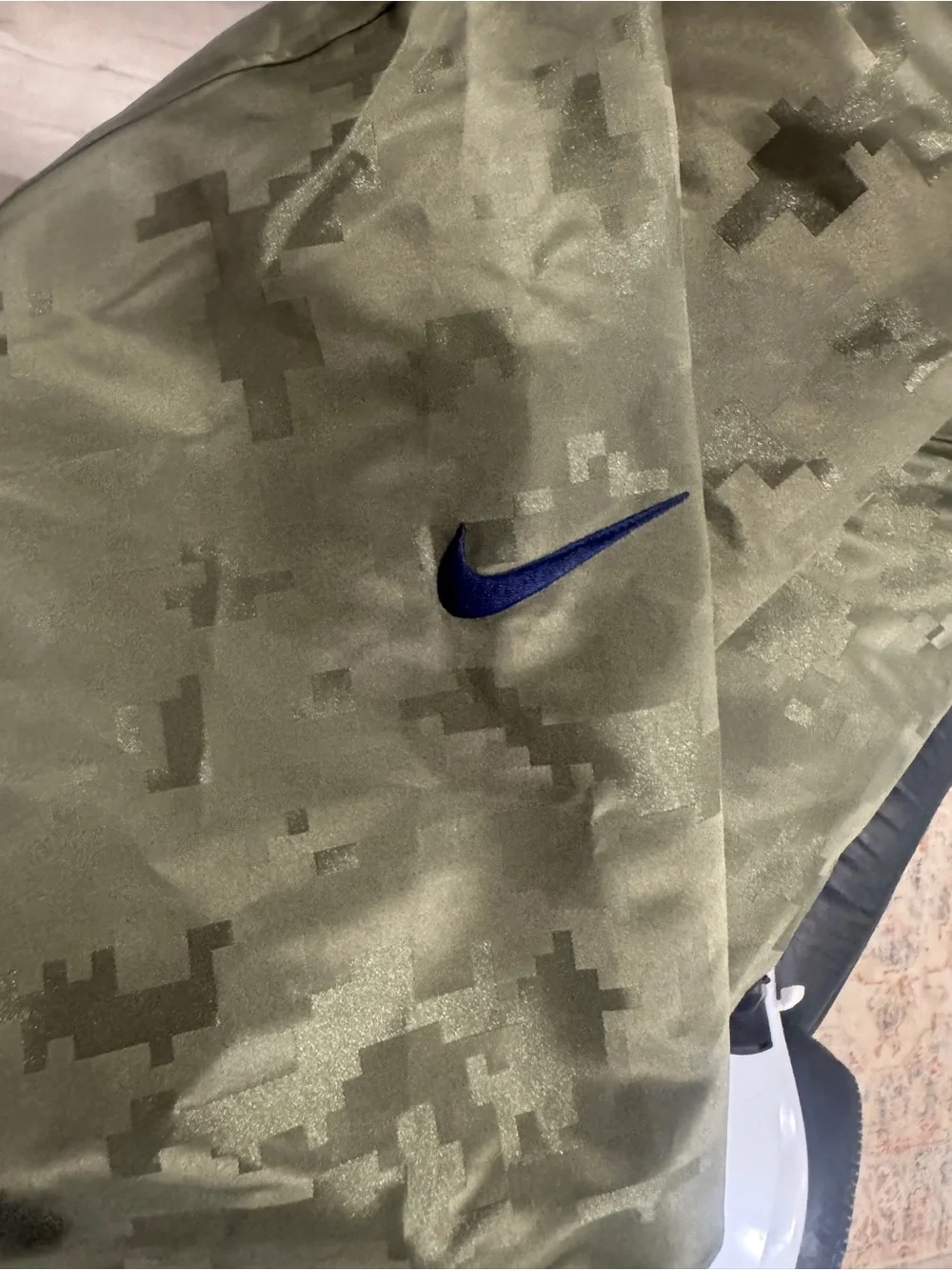 Nike NFL Los Angeles Rams Camo Coach Jacket - Olive Green with Orange Lining